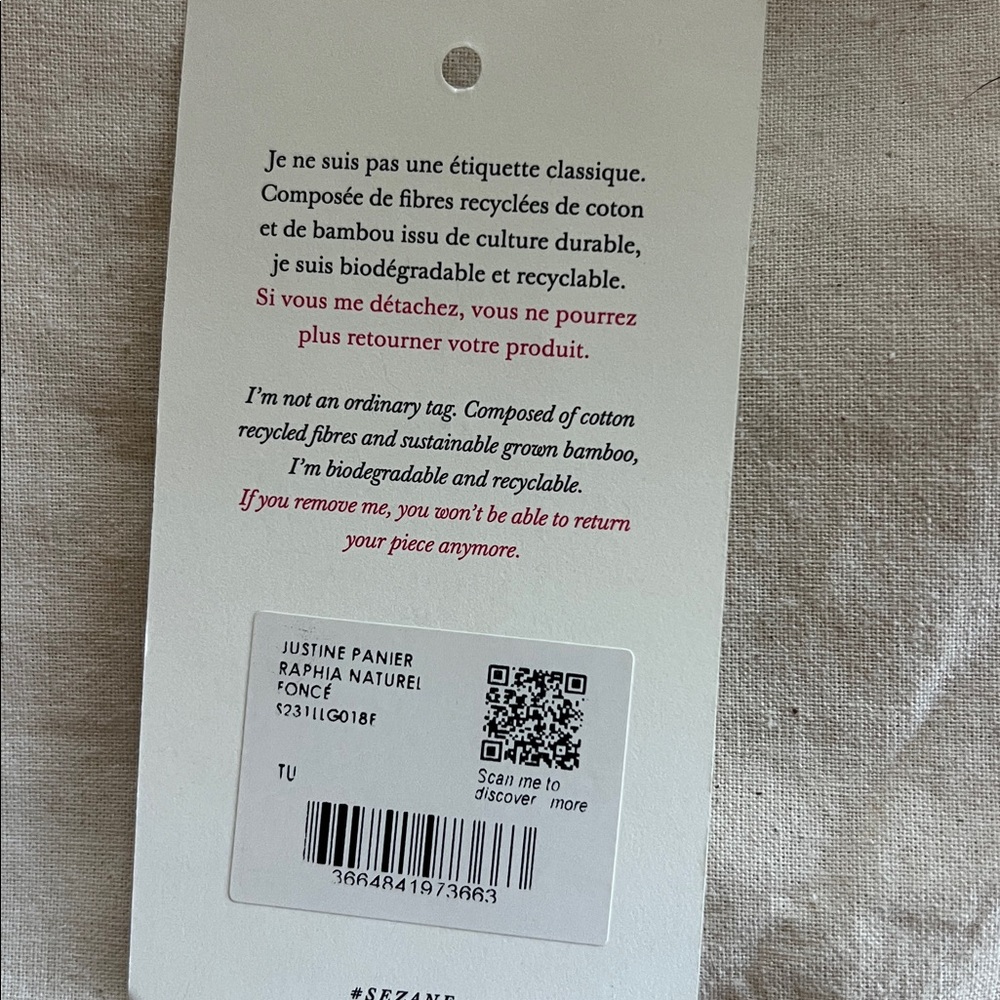 Sezane Justine Basket bag with navy - Picture 6 of 14